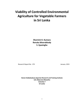 Viability of Controlled Environmental Agriculture for Vegetable Farmers in Sri Lanka