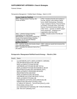 SUPPLEMENTARY APPENDIX 4: Search Strategies Syntax Guide For