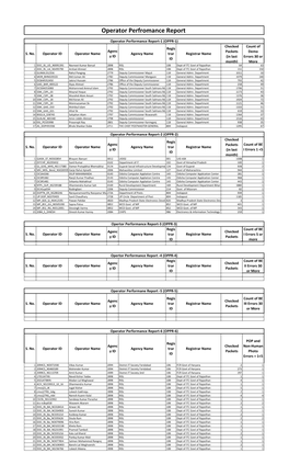 Operator Performance Report-1 (OPPR-1) Checked Count of Regis Agenc Packets Demo S