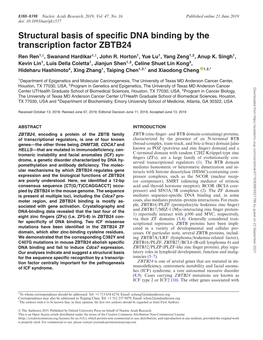 Structural Basis of Specific DNA Binding by the Transcription Factor