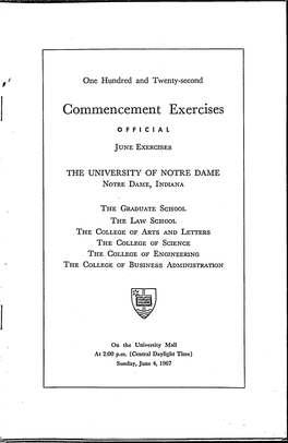 1967-06-04 University of Notre Dame Commencement Program