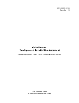 Guidelines for Developmental Toxicity Risk Assessment