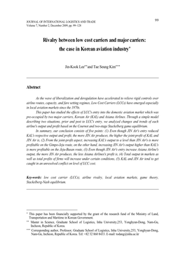 Rivalry Between Low Cost Carriers and Major Carriers: the Case in Korean Aviation Industry*