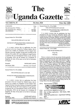 Uganda Gazette Published