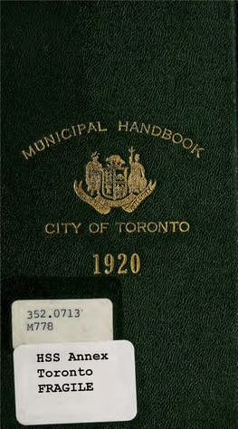 Municipal Handbook: City of Toronto, 1920