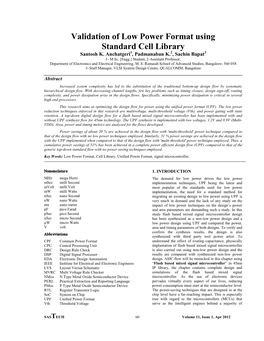 Validation of Low Power Format Using Standard Cell Library Santosh K