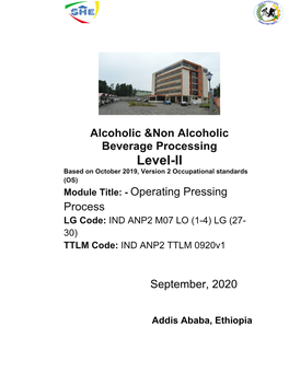 Alcoholic &Non Alcoholic Beverage Processing Level-II