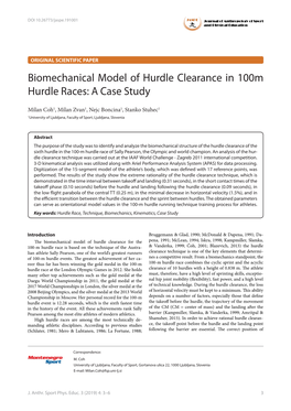 Biomechanical Model of Hurdle Clearance in 100M Hurdle Races: a Case Study