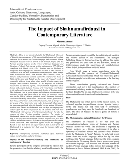 The Impact of Shahnamafirdausi in Contemporary Literature