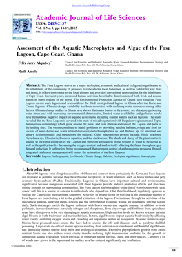 Assessment of the Aquatic Macrophytes and Algae of the Fosu Lagoon, Cape Coast