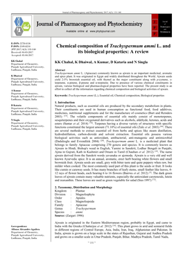 Chemical Composition of Trachyspermum Ammi L. and Its
