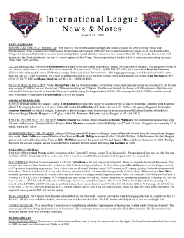 International League News & Notes
