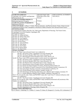 Clinical Study Report Belinostat Study Report No: PXD101-CLN-8/PXD101-040-EU