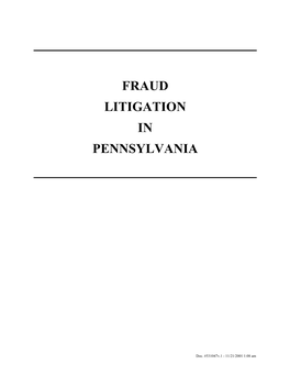 Fraud Litigation in Pennsylvania