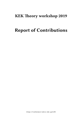 Report of Contributions