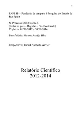 Esquema Do Relatório Final