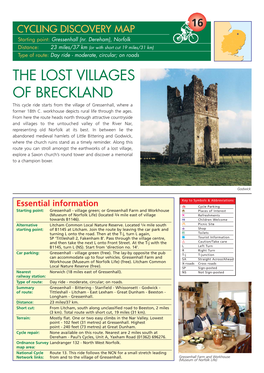 LOST VILLAGES of BRECKLAND This Cycle Ride Starts from the Village of Gressenhall, Where a Former 18Th C