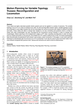 Motion Planning for Variable Topology Trusses: Reconfiguration and Locomotion