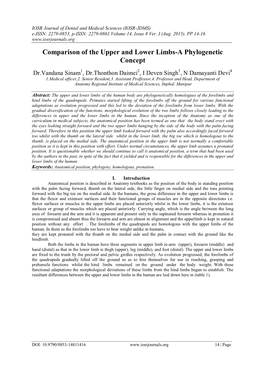 Comparison of the Upper and Lower Limbs-A Phylogenetic Concept