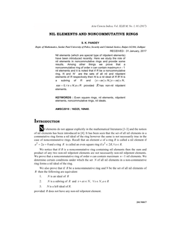 Nil Elements and Noncommutative Rings