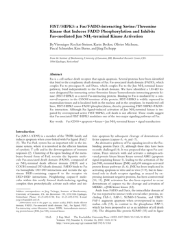 FIST/HIPK3: a Fas/FADD-Interacting Serine/Threonine Kinase That Induces FADD Phosphorylation and Inhibits Fas-Mediated Jun NH2-Terminal Kinase Activation