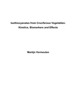 Isothiocyanates from Cruciferous Vegetables