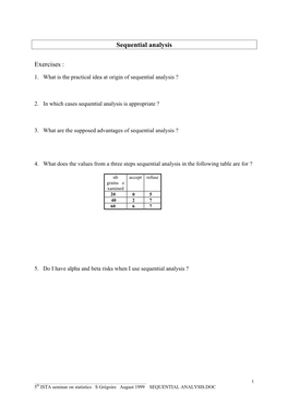 Sequential Analysis Exercises