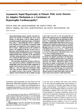 Asymmetric Septal Hypertrophy in Patients with Aortic Stenosis: an Adaptive Mechanism Or a Coexistence of Hypertrophic Cardiomyopathy?