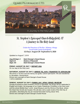 A Journey to the Holy Land St. Stephen's Episcopal Church