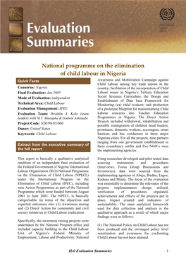 National Programme on the Elimination of Child Labour in Nigeria