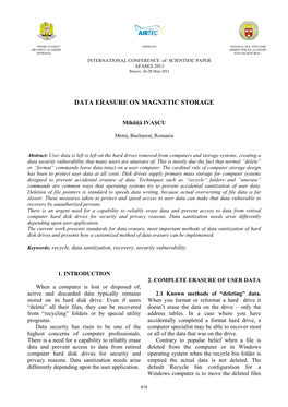 Data Erasure on Magnetic Storage