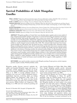 Survival Probabilities of Adult Mongolian Gazelles