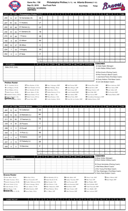 Philadelphia Phillies(78-76) Vs Atlanta Braves(87-68)