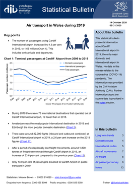 Air Transport in Wales During 2019 SB 31/2020