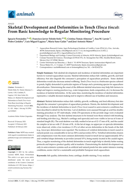 Skeletal Development and Deformities in Tench (Tinca Tinca): from Basic Knowledge to Regular Monitoring Procedure