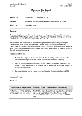 Manchester Royal Opera House Proposal Update