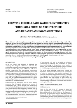 Creating the Belgrade Waterfront Identity Through a Prism of Architecture and Urban Planning Competitions