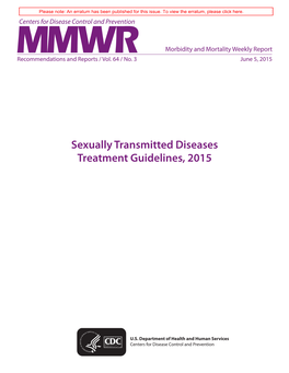 Sexually Transmitted Diseases Treatment Guidelines, 2015