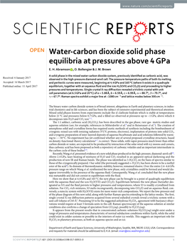 Water-Carbon Dioxide Solid Phase Equilibria at Pressures Above 4 Gpa E