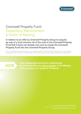 Cromwell Property Fund Explanatory Memorandum & Notice of Meeting