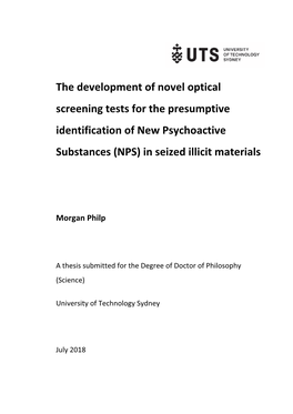 The Development of Novel Optical Screening Tests for the Presumptive Identification of New Psychoactive Substances (NPS) in Seized Illicit Materials