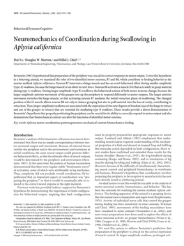 Neuromechanics of Coordination During Swallowing in Aplysia Californica