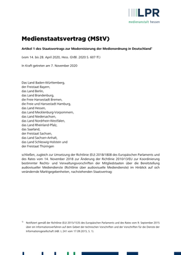 Medienstaatsvertrag (Mstv)