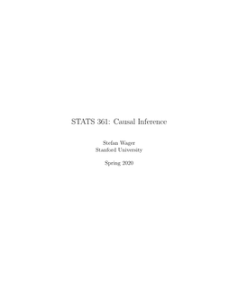 STATS 361: Causal Inference