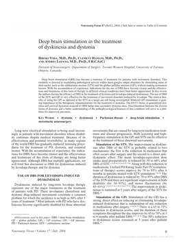 Deep Brain Stimulation in the Treatment of Dyskinesia and Dystonia