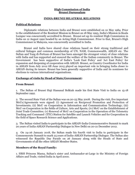 India-Brunei Bilateral Brief