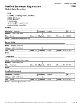 Verified Statement Registration VSR (Out-Of-State Committee)