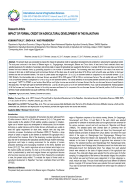 Research Article IMPACT of FORMAL CREDIT on AGRICULTURAL DEVELOPMENT in the RAJASTHAN