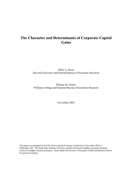 The Character and Determinants of Corporate Capital Gains
