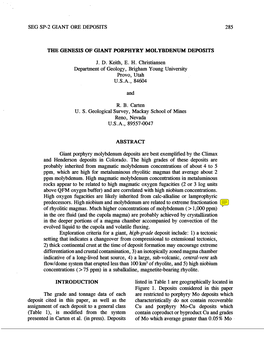 Seg Sp-2 Giant Ore Deposits 285